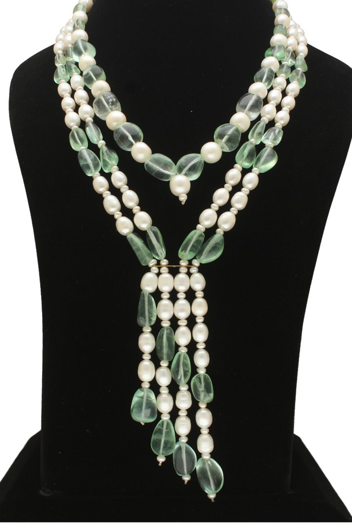 White Green Pearl Necklace Set