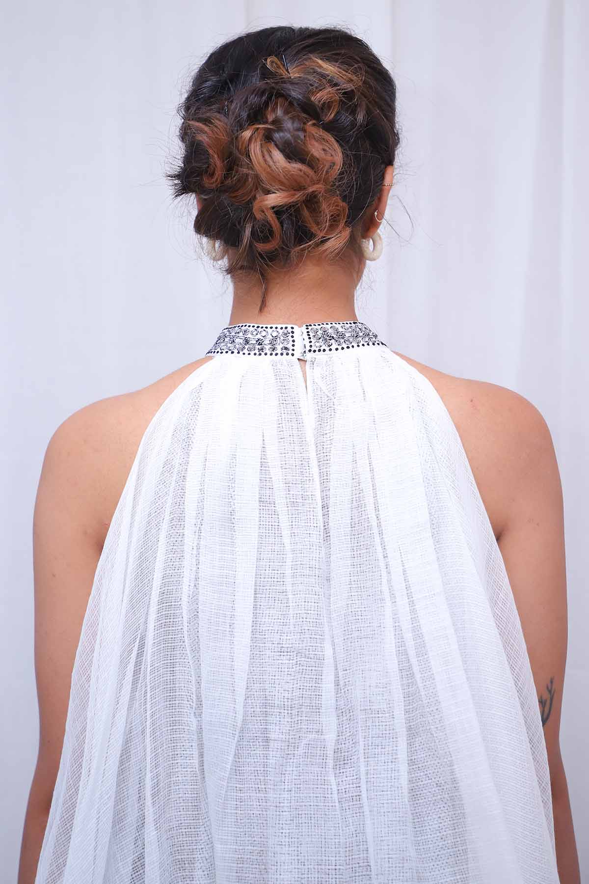 White Halter Neck Mini Dress