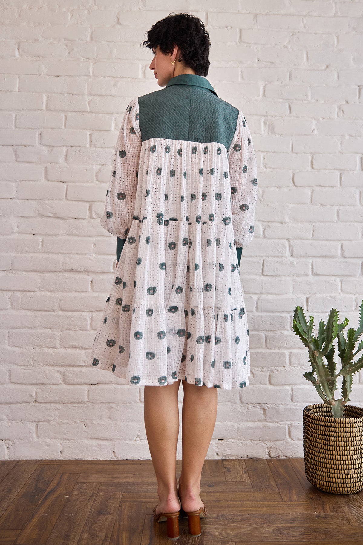 White Hand Block Printed Dress