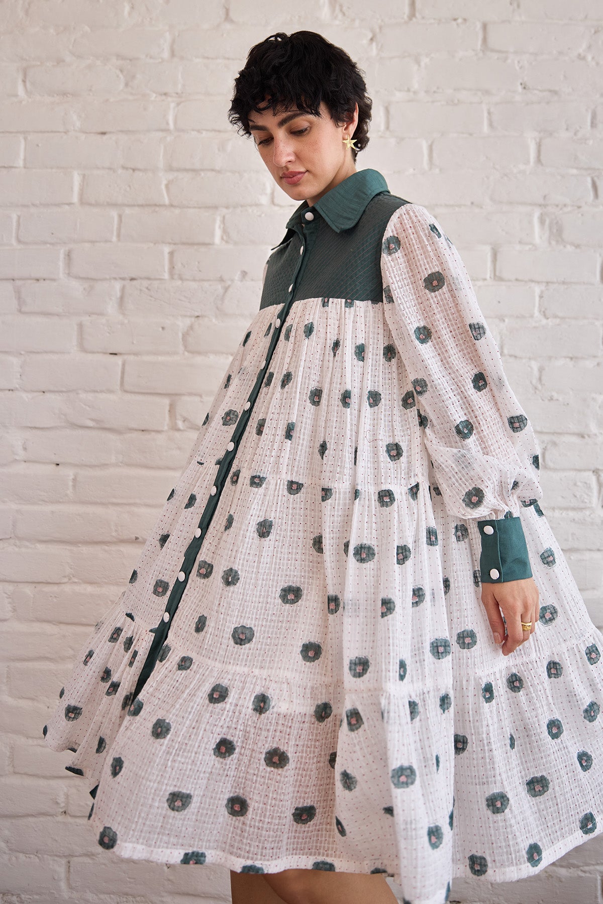 White Hand Block Printed Dress