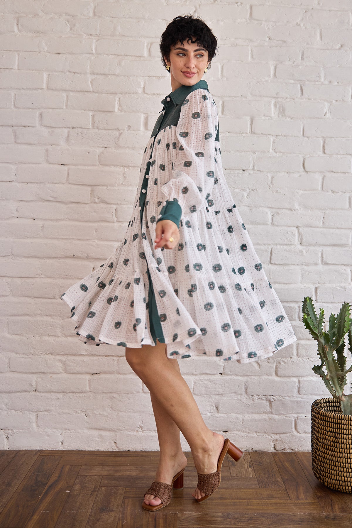 White Hand Block Printed Dress