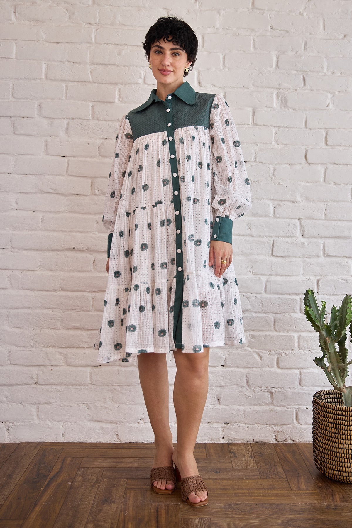 Buy White Hand Block Printed Dress by Taro India for women online at ScrollnShops