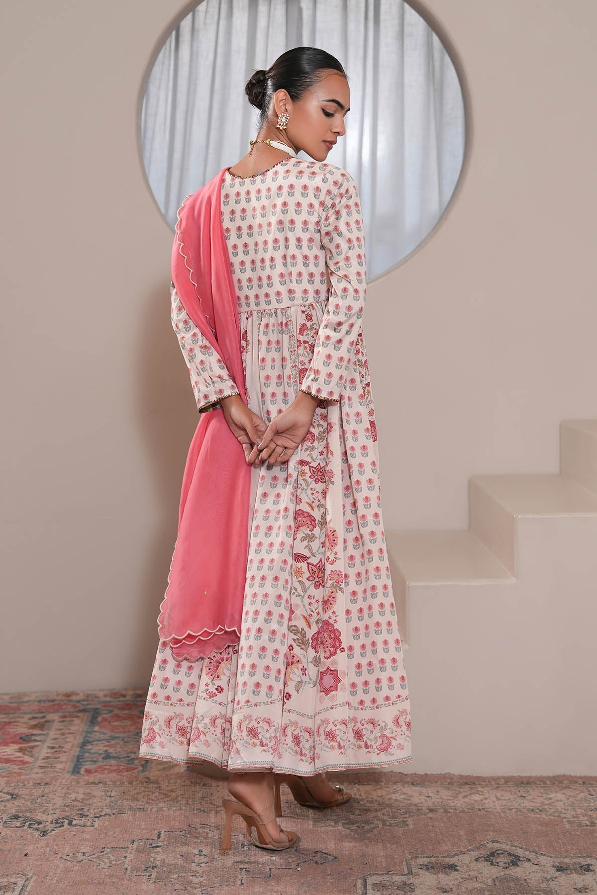 Buy White Hand Embroidered Anarkali by Ugna by Unnati for women online at ScrollnShops