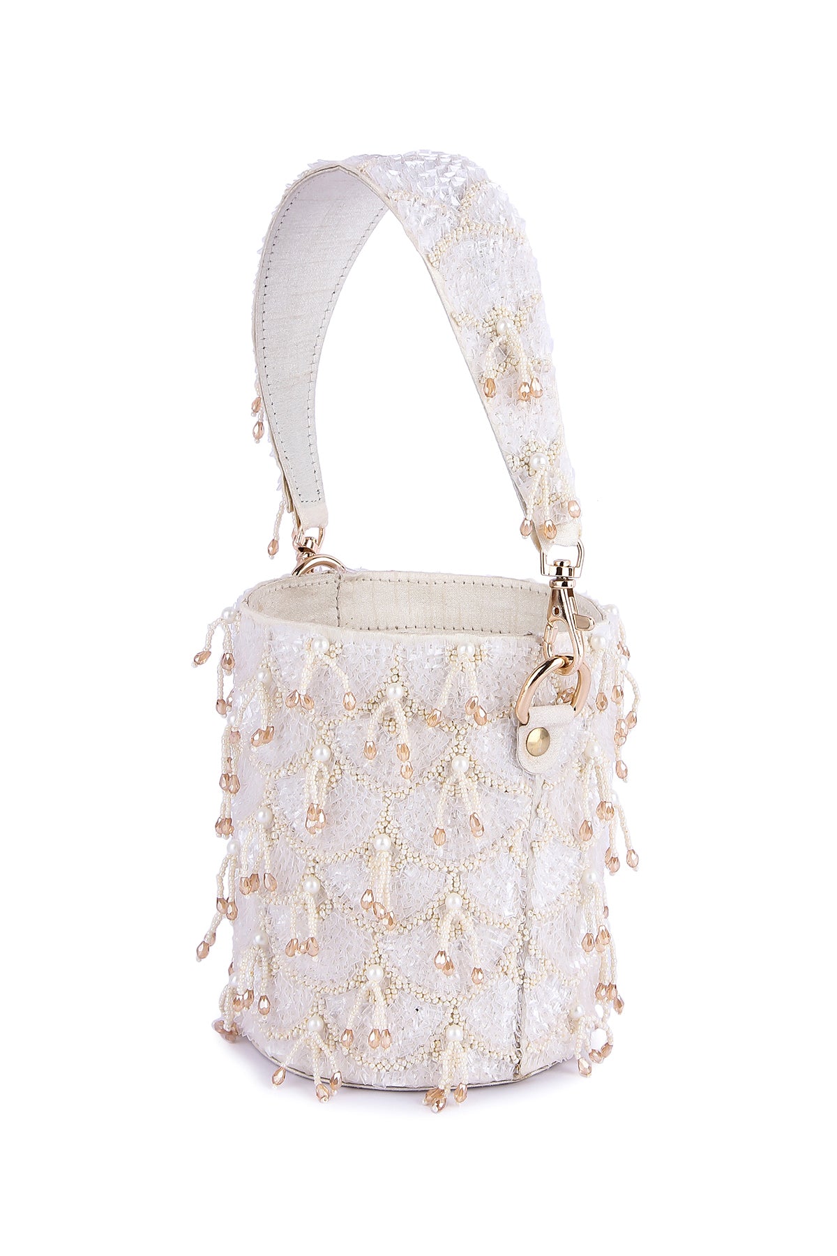 White Hand Embroidered Potli