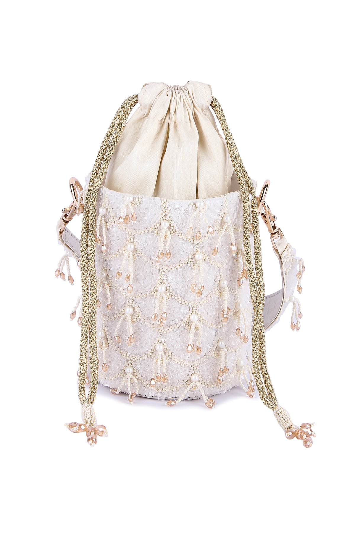 White Hand Embroidered Potli