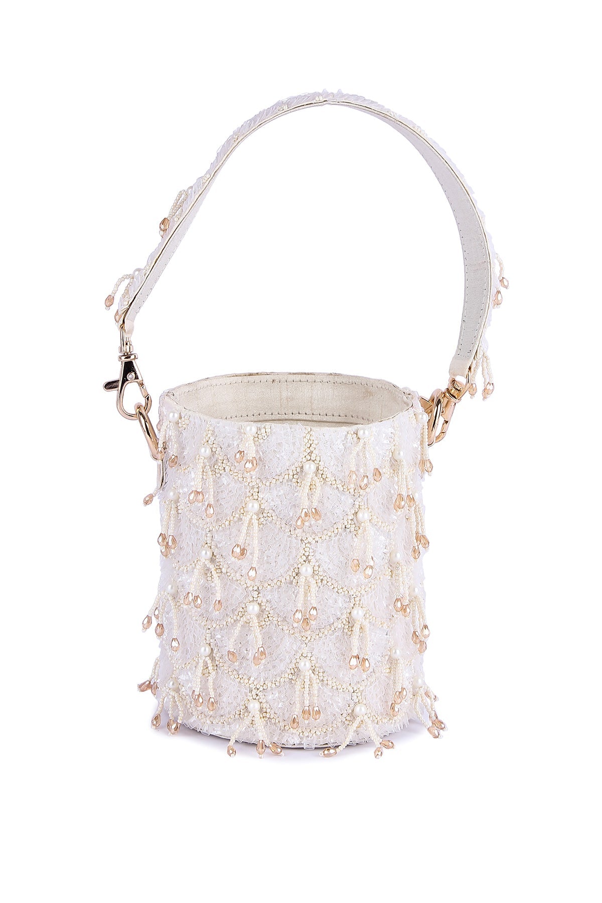 Buy White Hand Embroidered Potli for women by the Purple sack online available at scrollnshops
