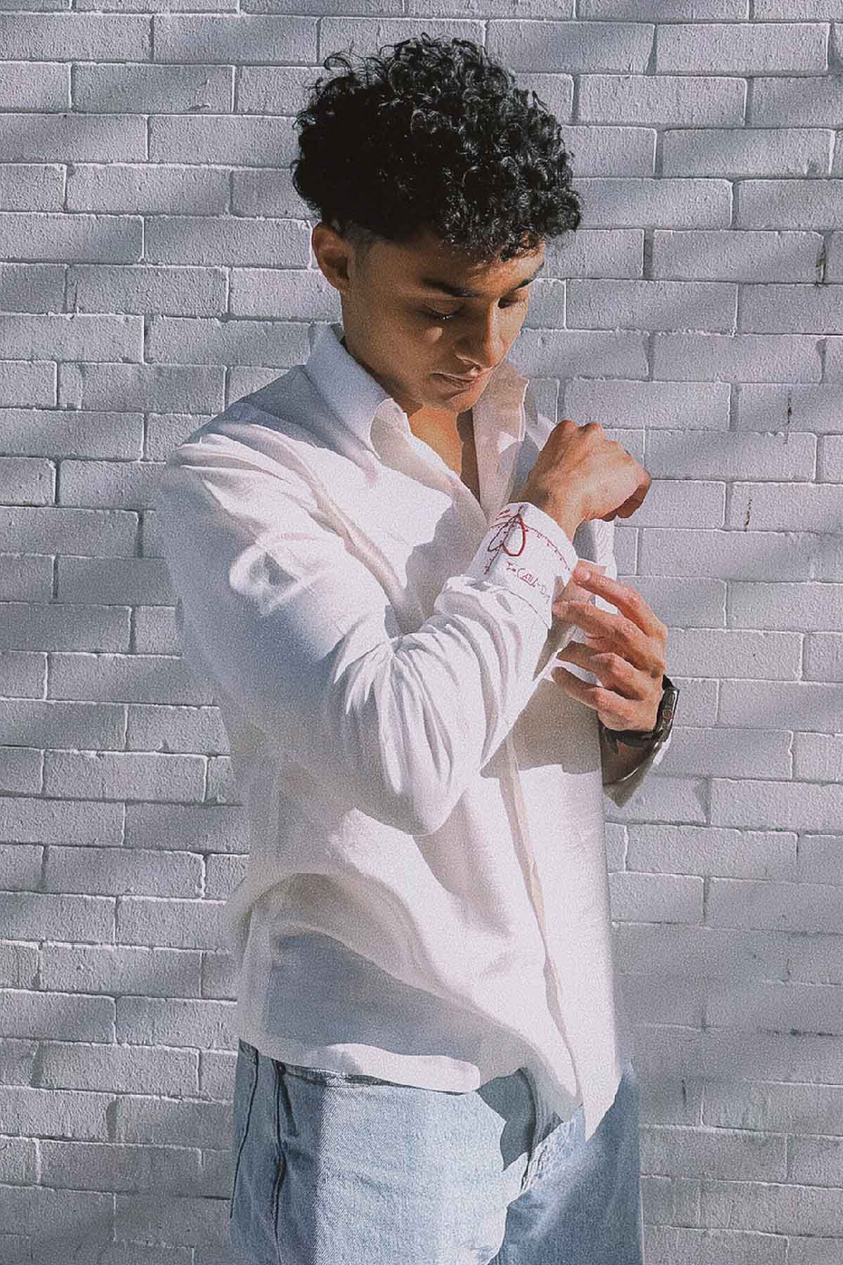 White Hand Embroidered Shirt