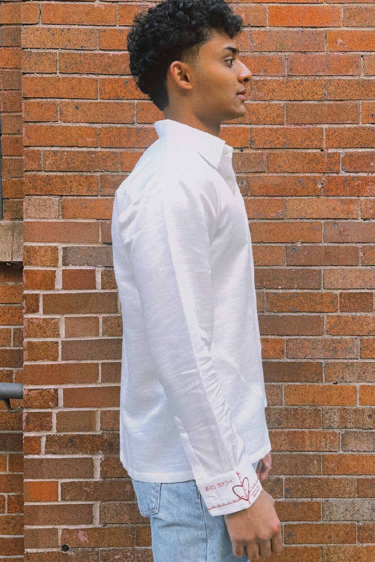 White Hand Embroidered Shirt