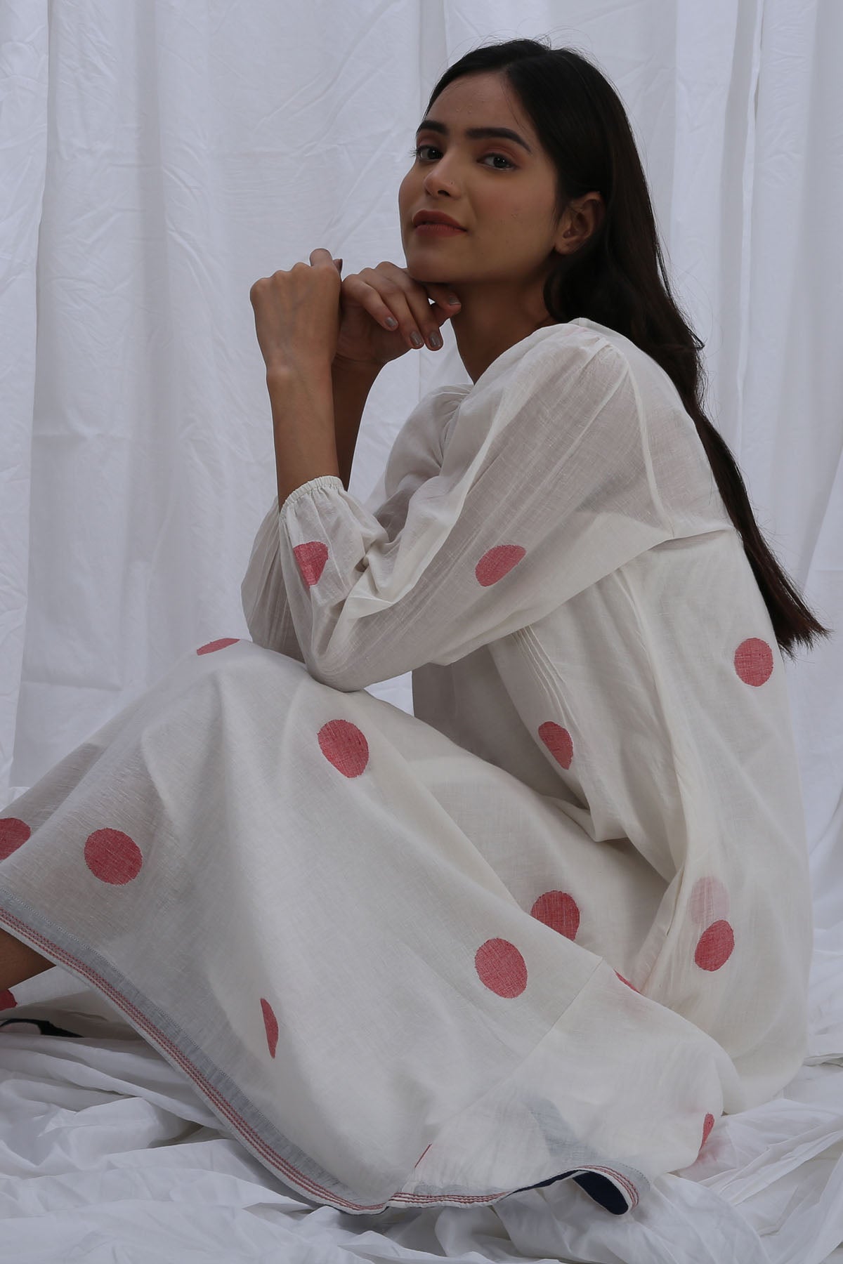 White Handloom Cotton Dress