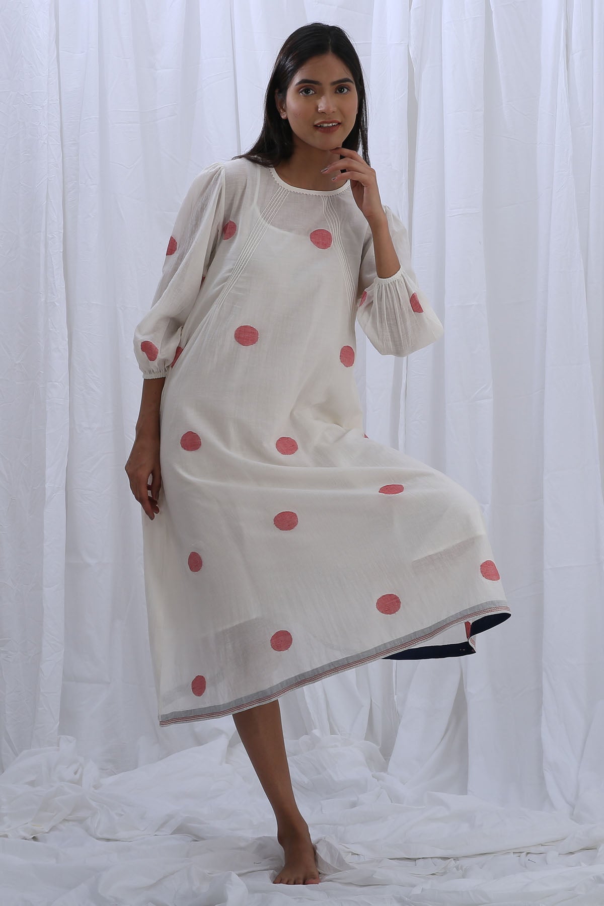 White Handloom Cotton Dress