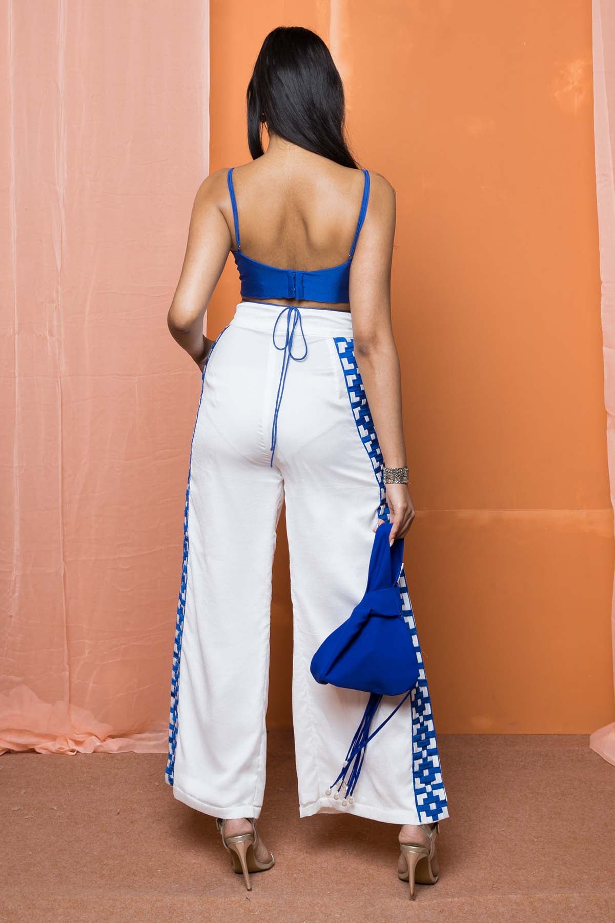 White Handwoven Slit Pants
