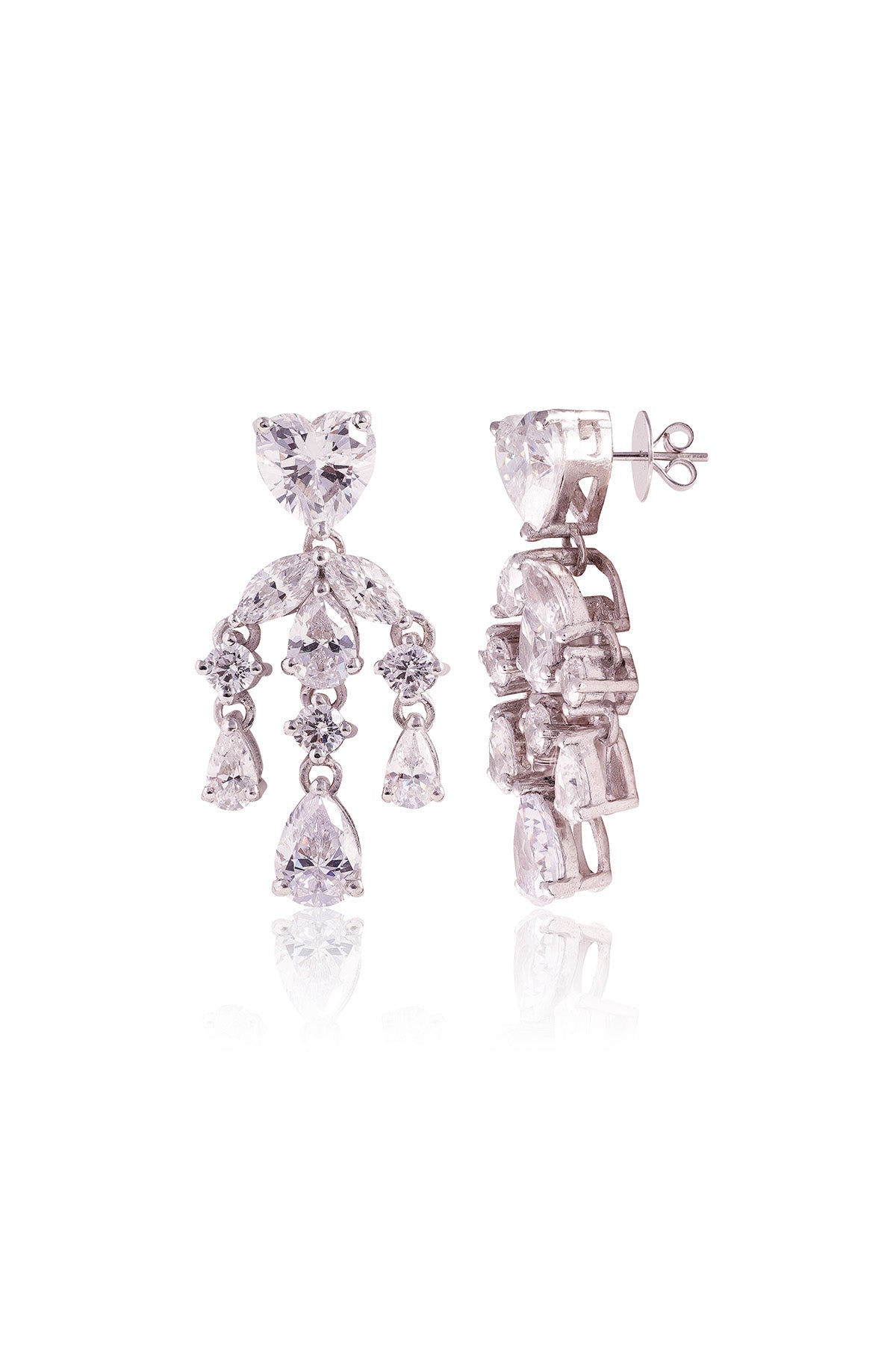 White Heart Danglers Earrings