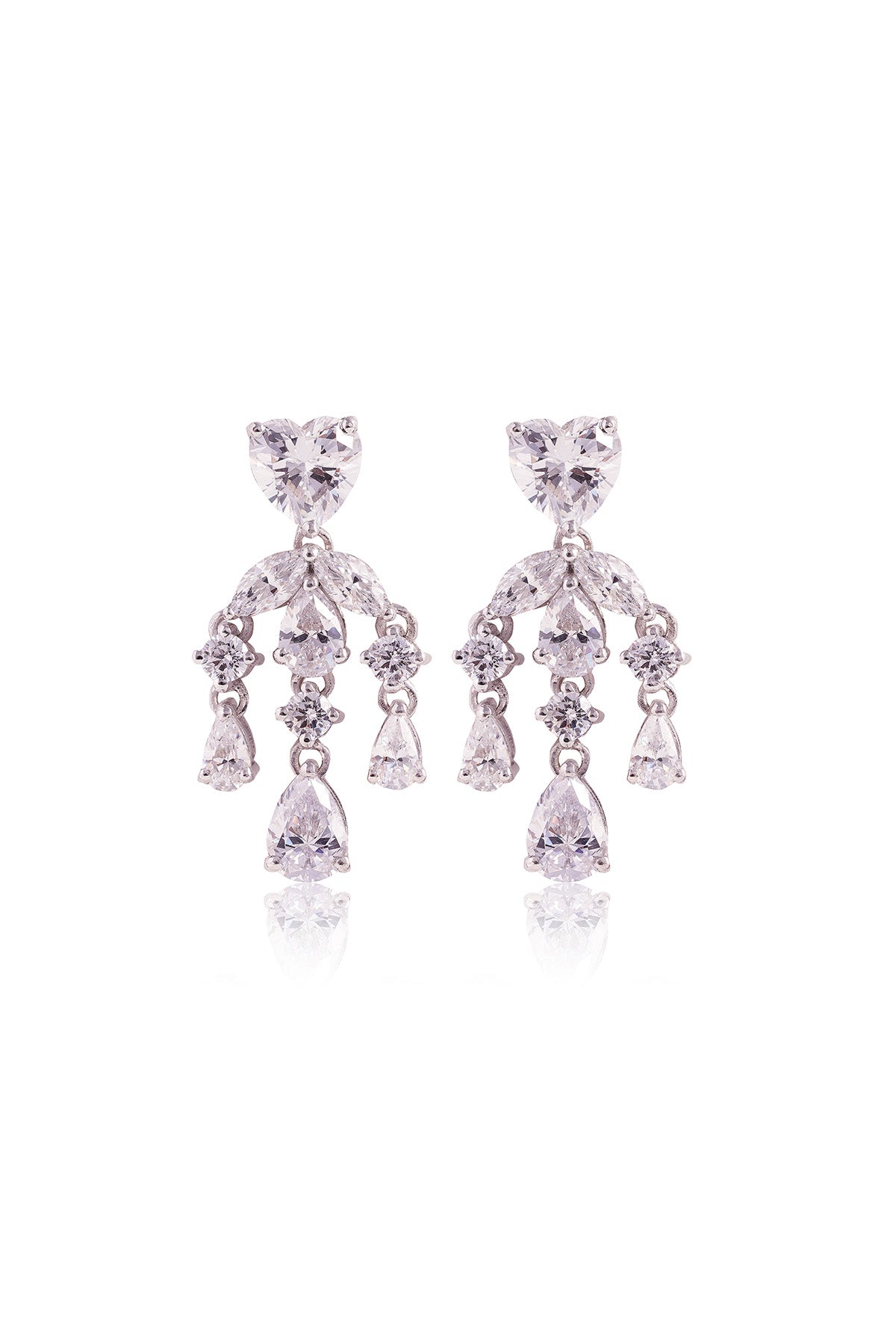 Buy White Heart Danglers Earrings by Prata for women online at ScrollnShops