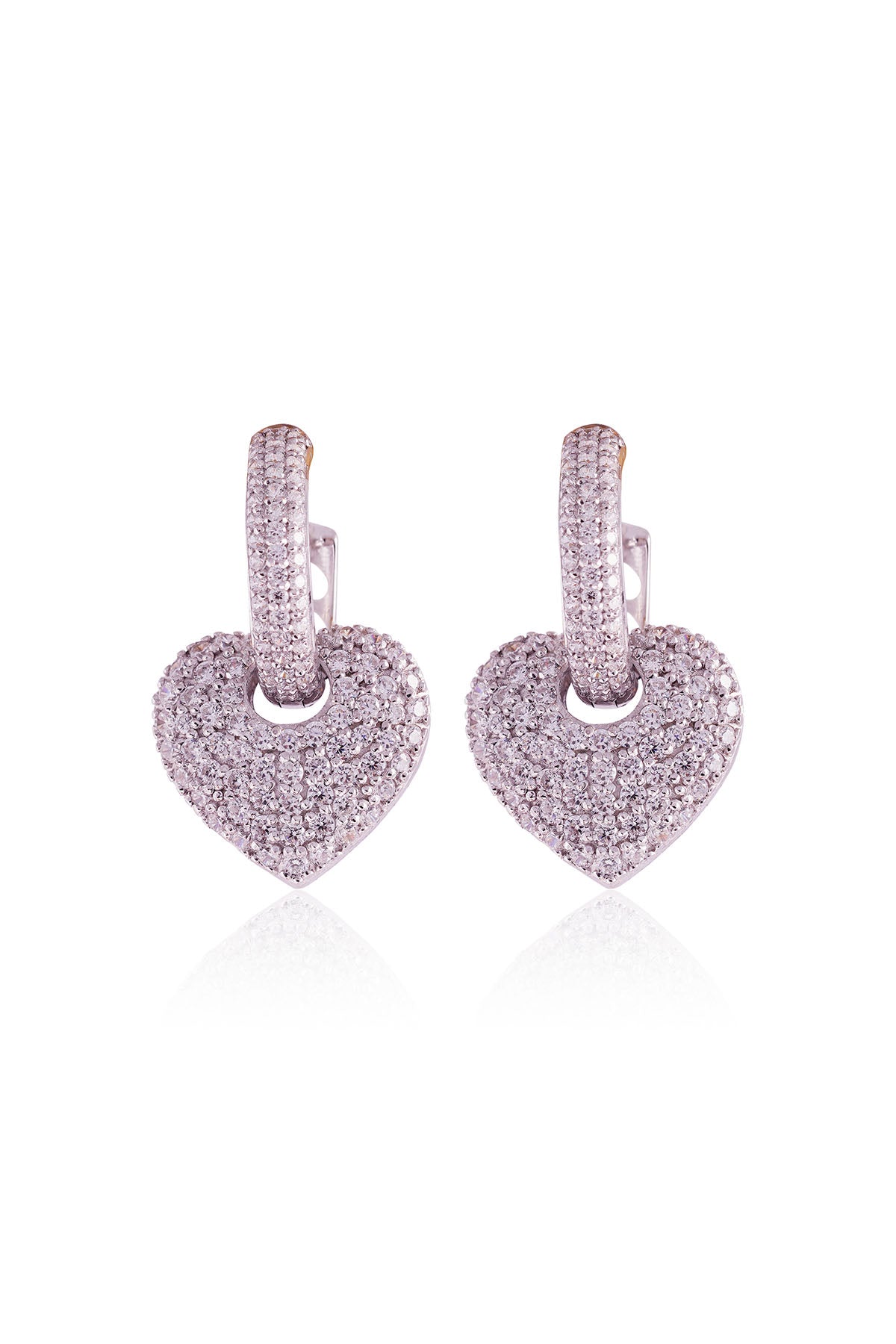 White Heart Drop Stone Danglers