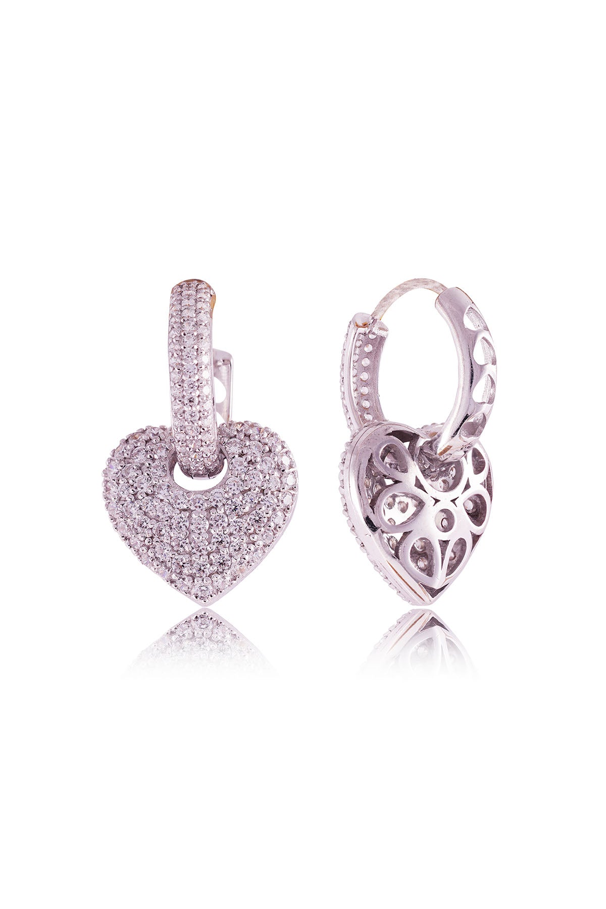 Buy White Heart Drop Stone Danglers by Prata for women online at ScrollnShops