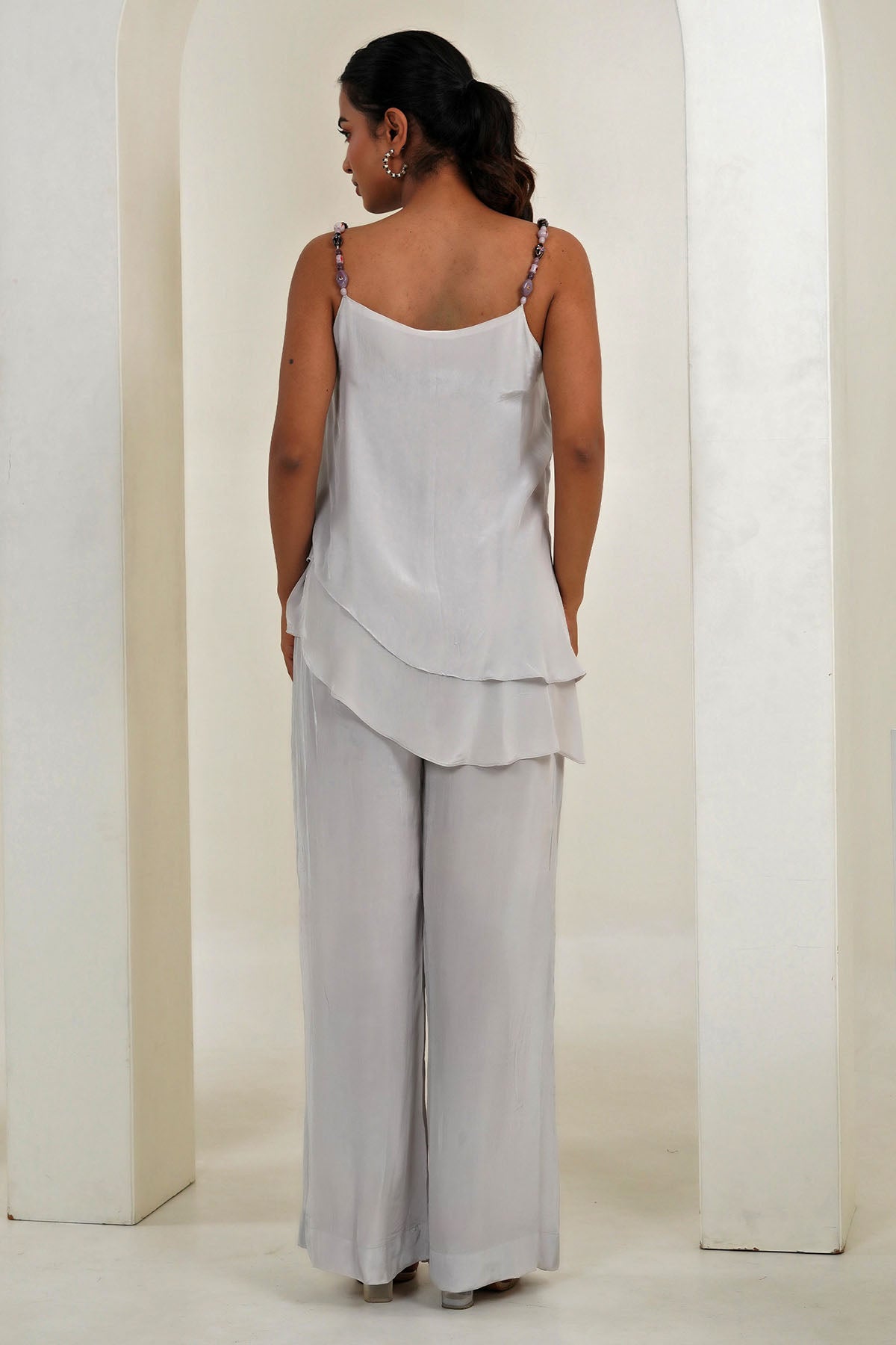 White High-Low Flare Top & Pants