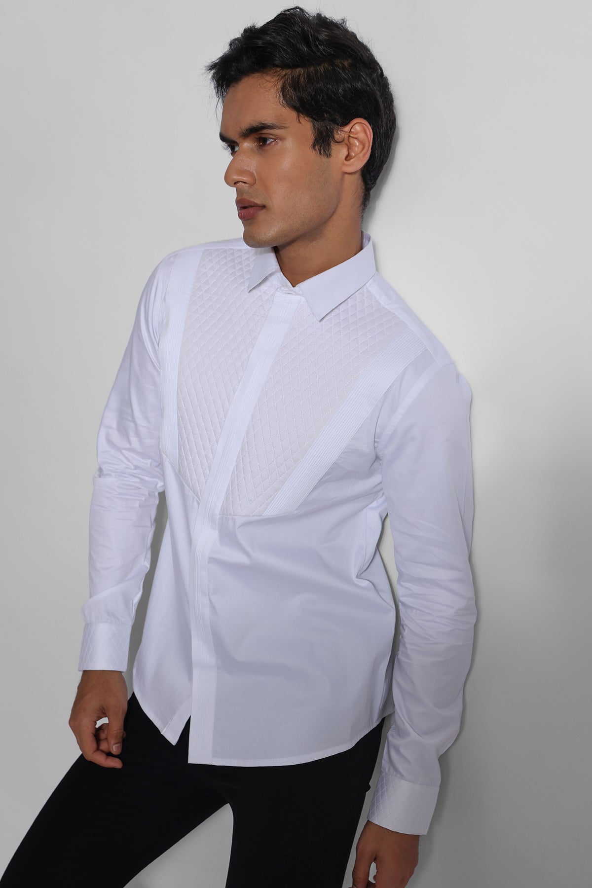 White Honeycomb Quilting Shirt