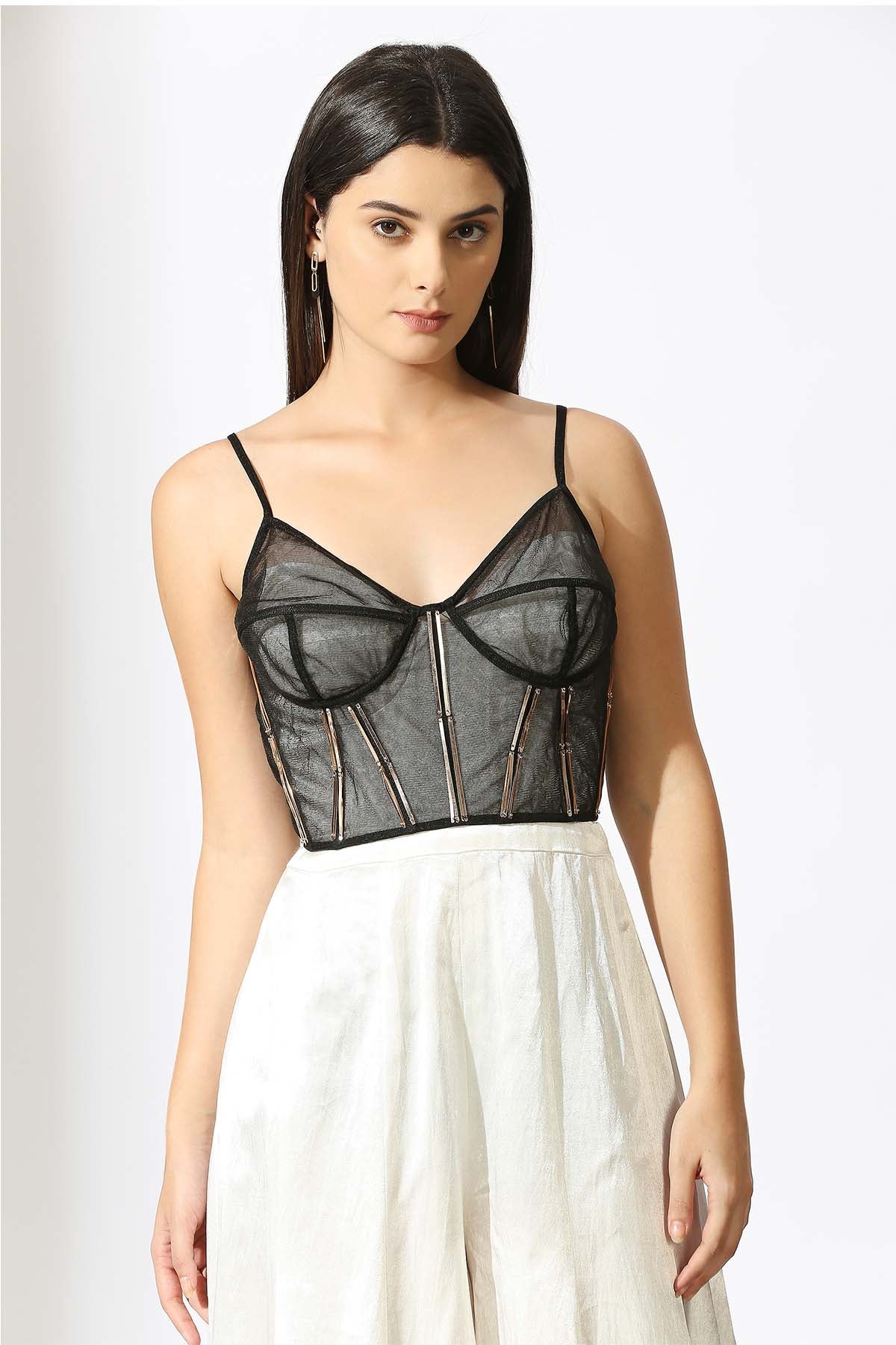 White Jumpsuit & Black Corset