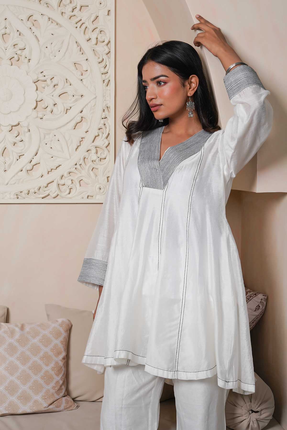 White Kalidar Kurta & Pants