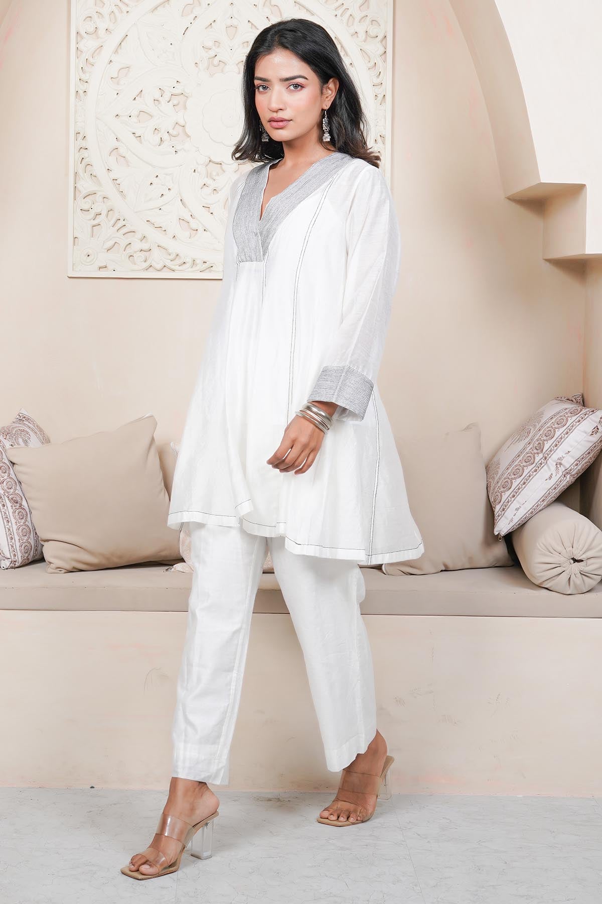 White Kalidar Kurta & Pants