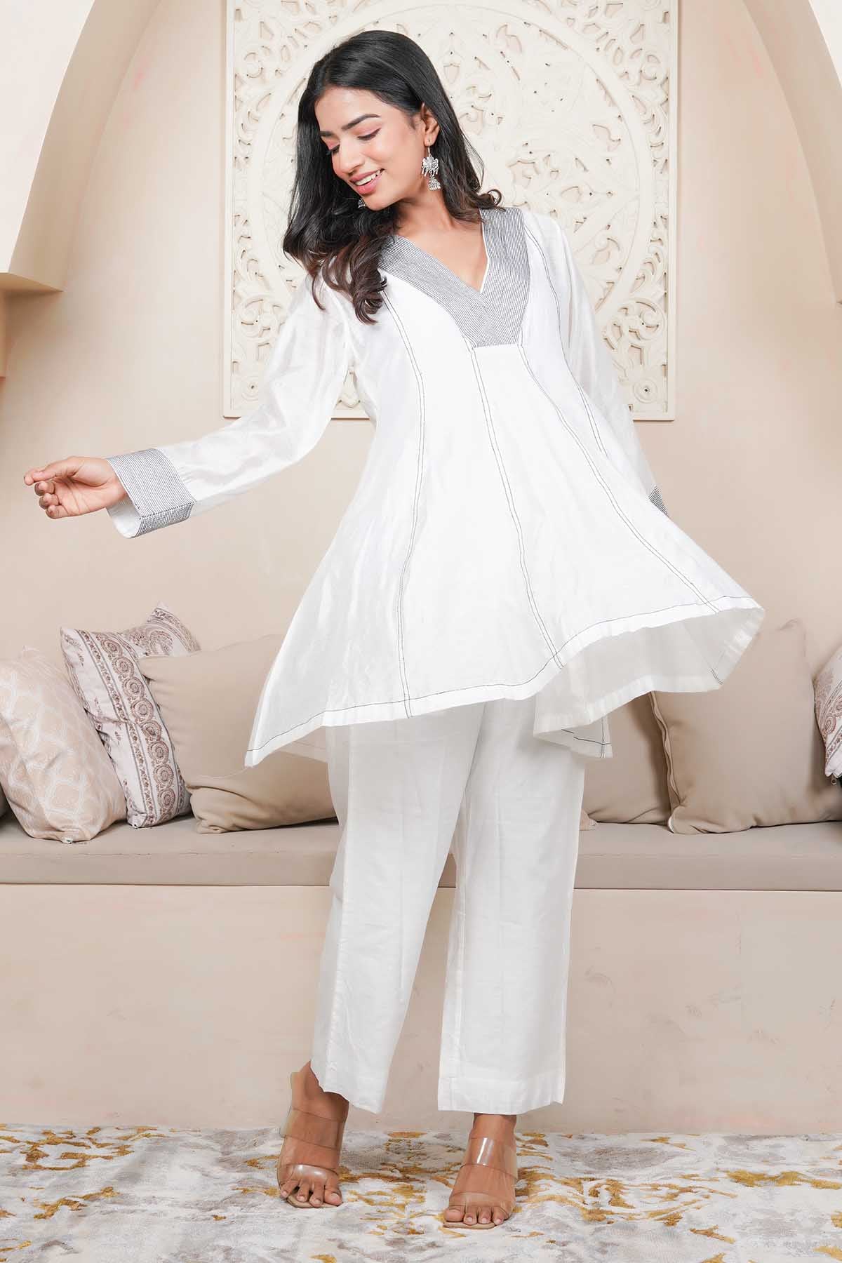 White Kalidar Kurta & Pants