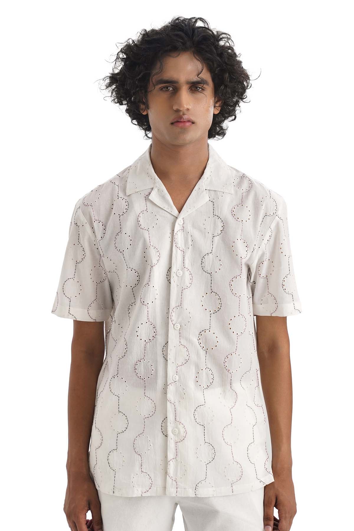 Notre Ame - Men White Kantha Embroidered Shirt for men online at ScrollnShops