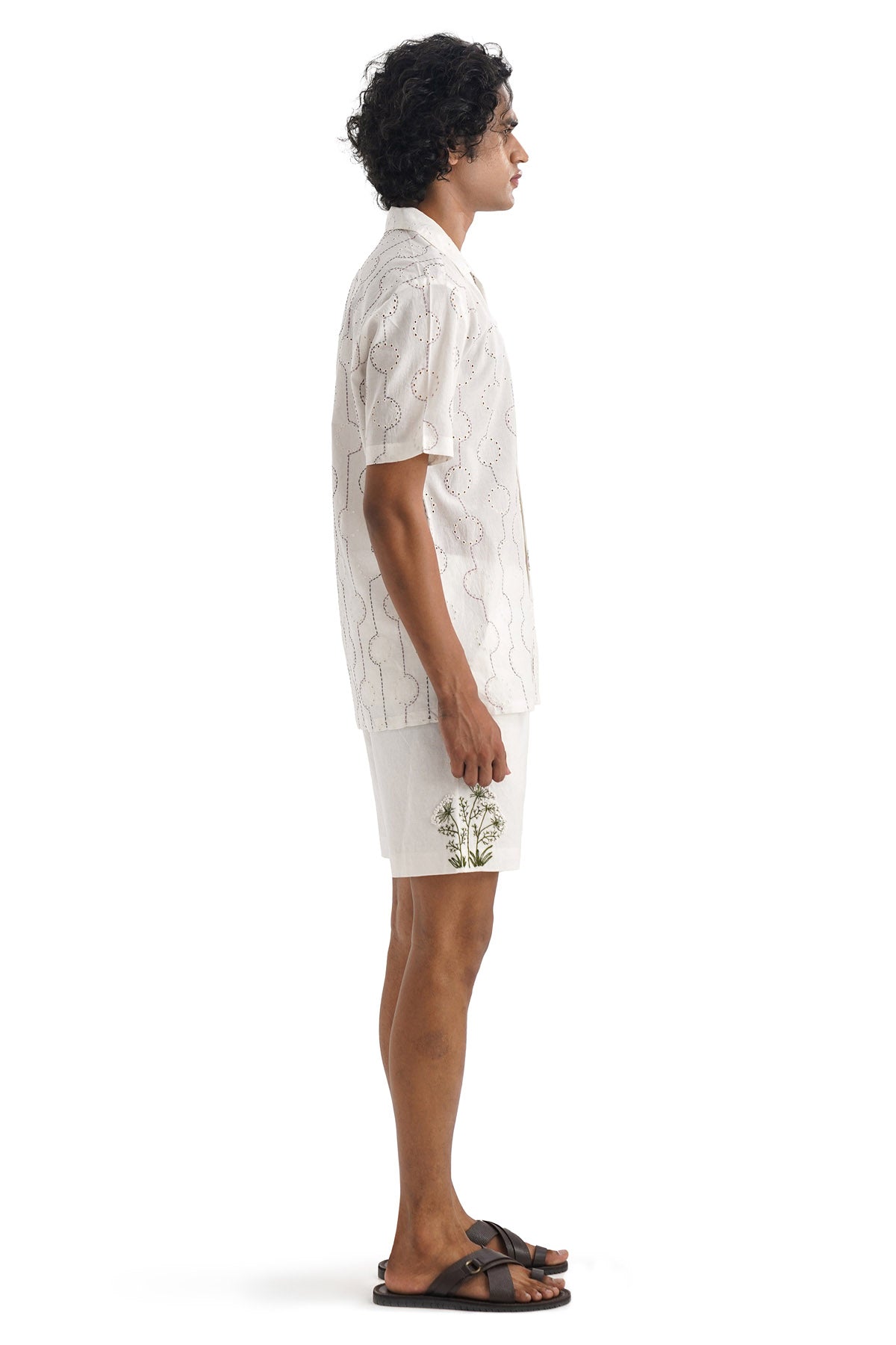 White Kantha Embroidered Shirt