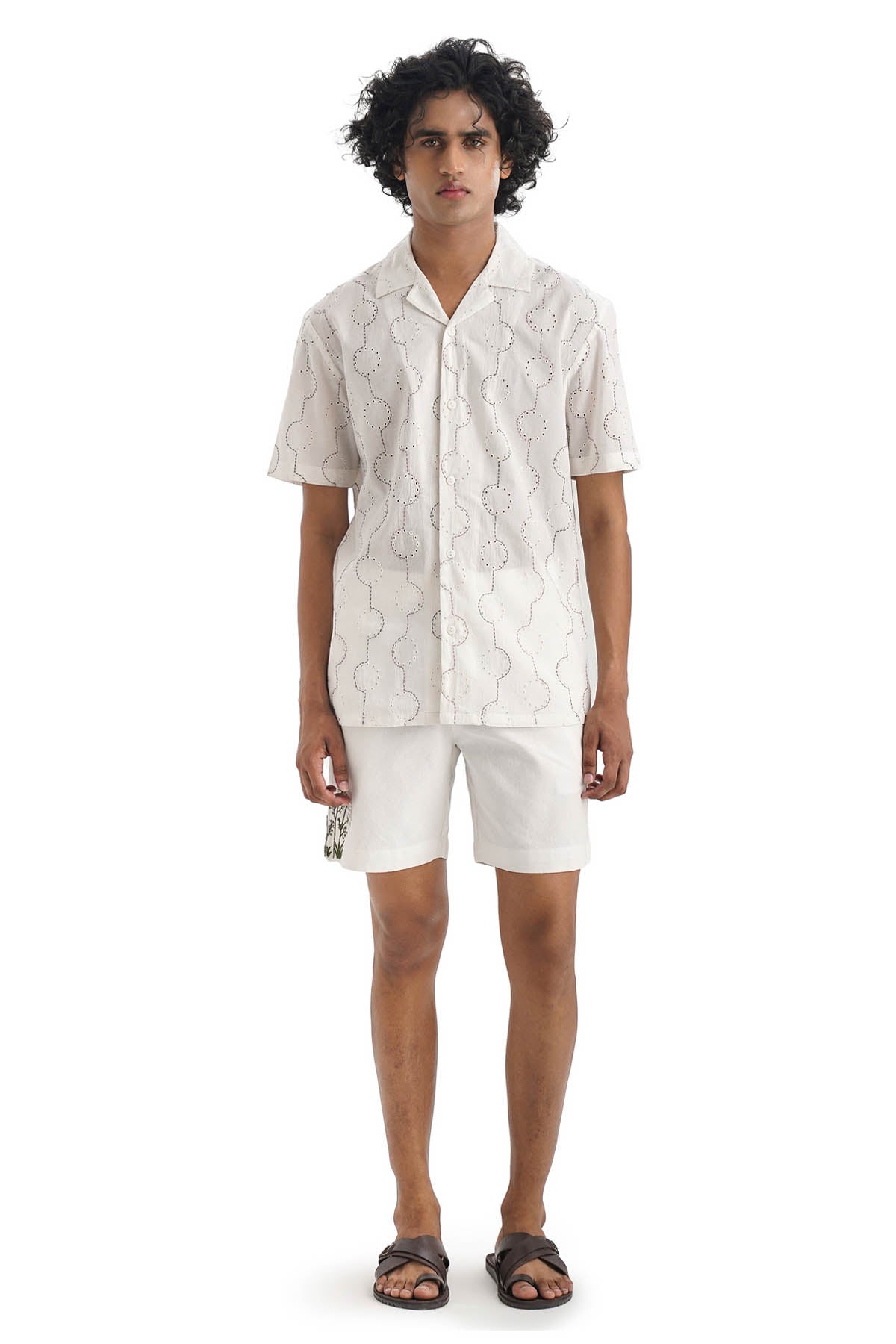 White Kantha Embroidered Shirt