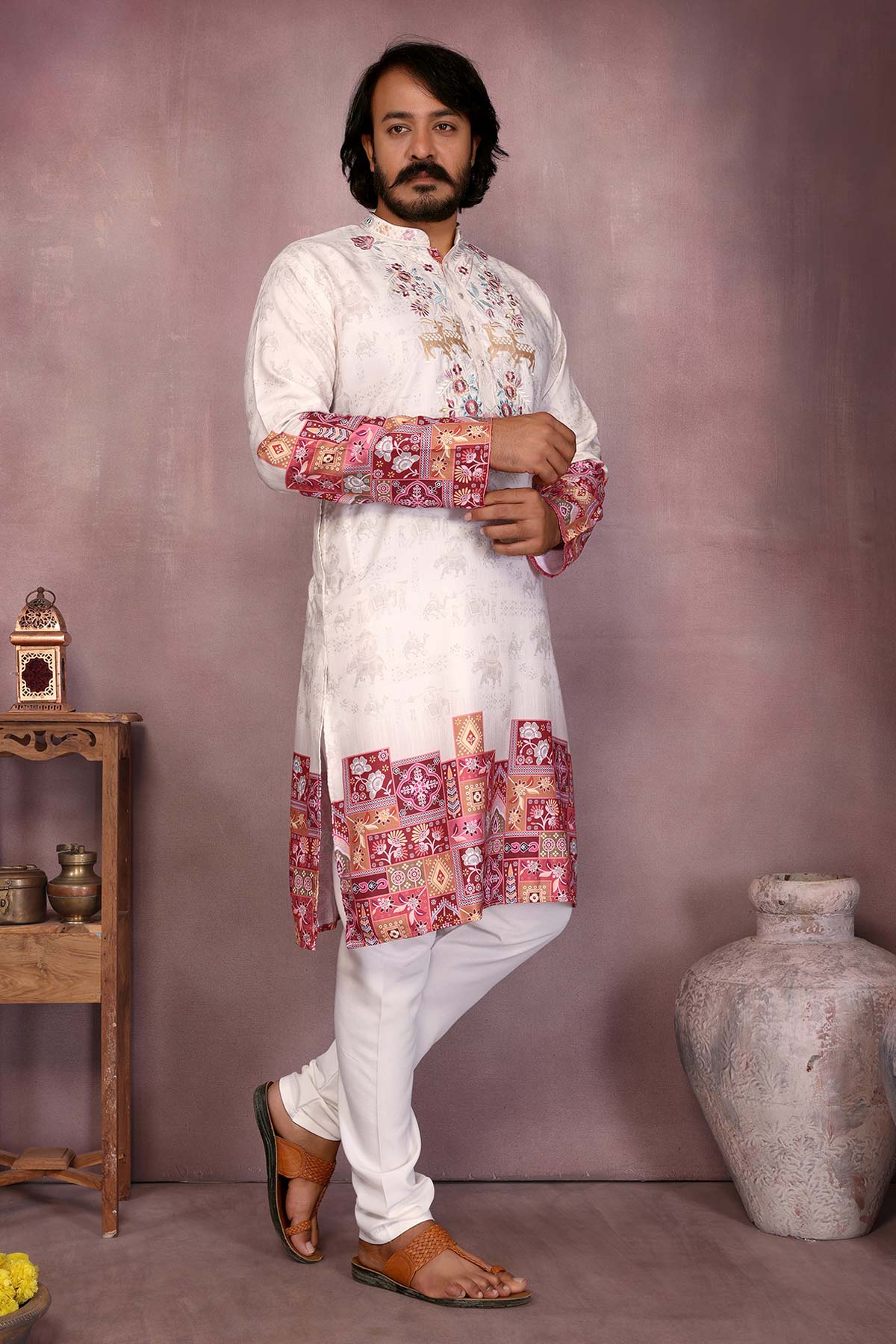 White Khadi Cotton Kurta & Pant
