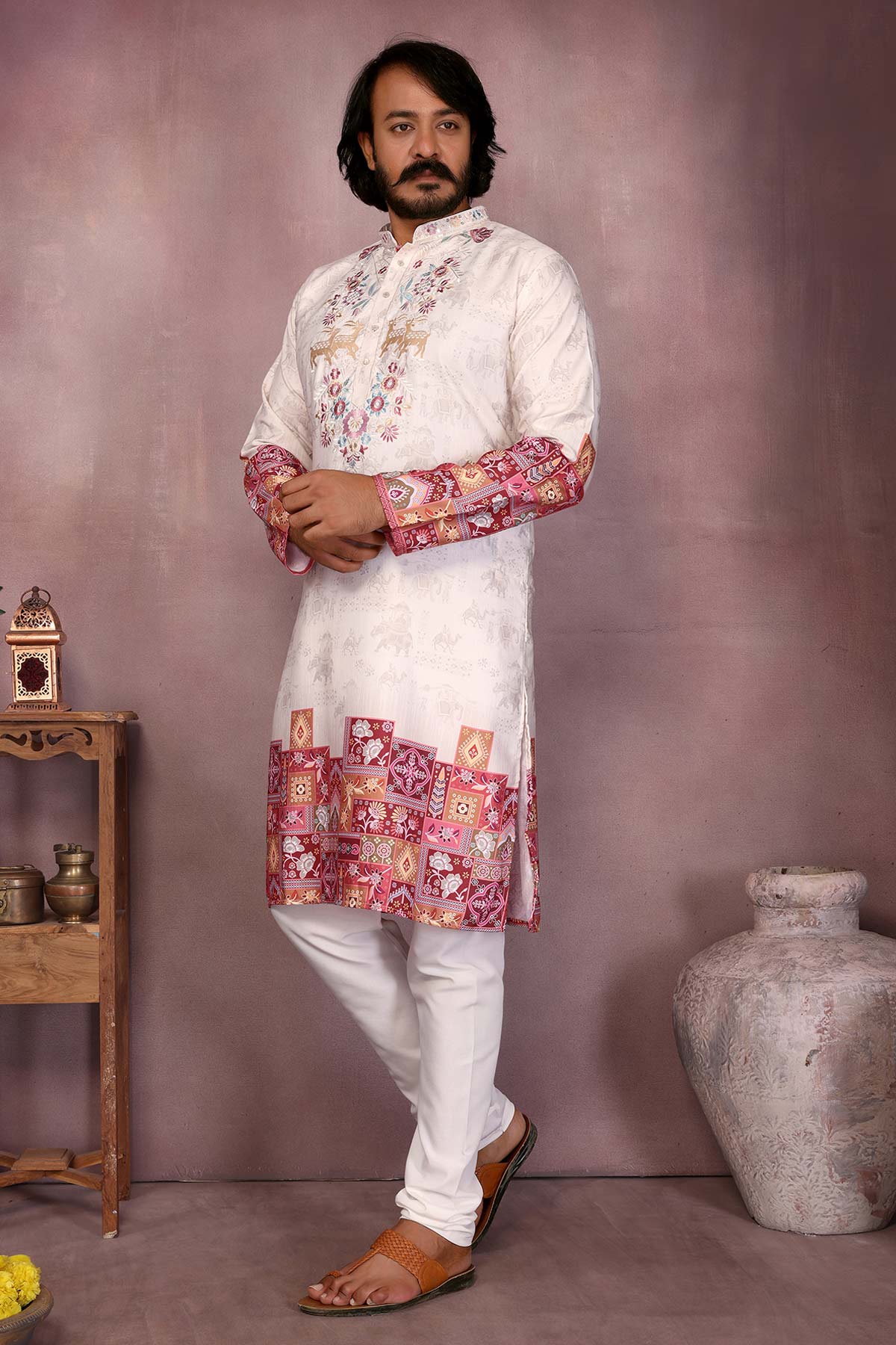 White Khadi Cotton Kurta & Pant