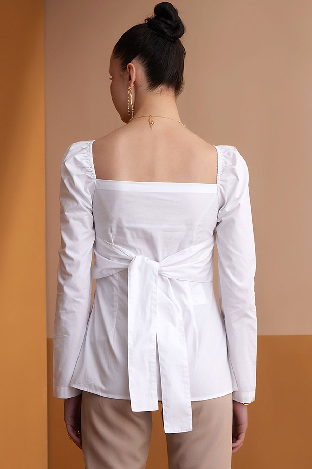 White Knot Cut-Out Detail Top