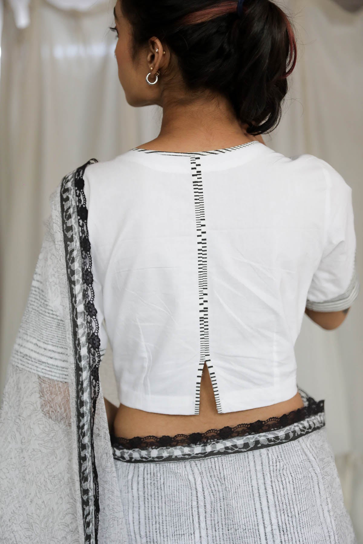 White Kota Doria Saree & Blouse