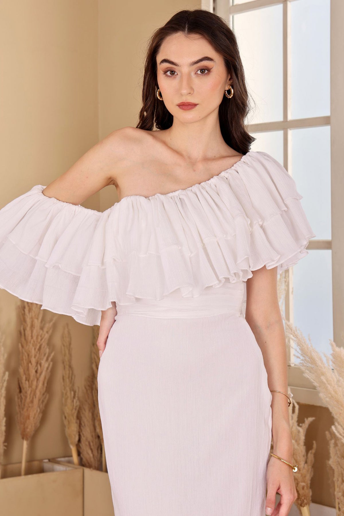 White Lace Detailed Maxi Dress