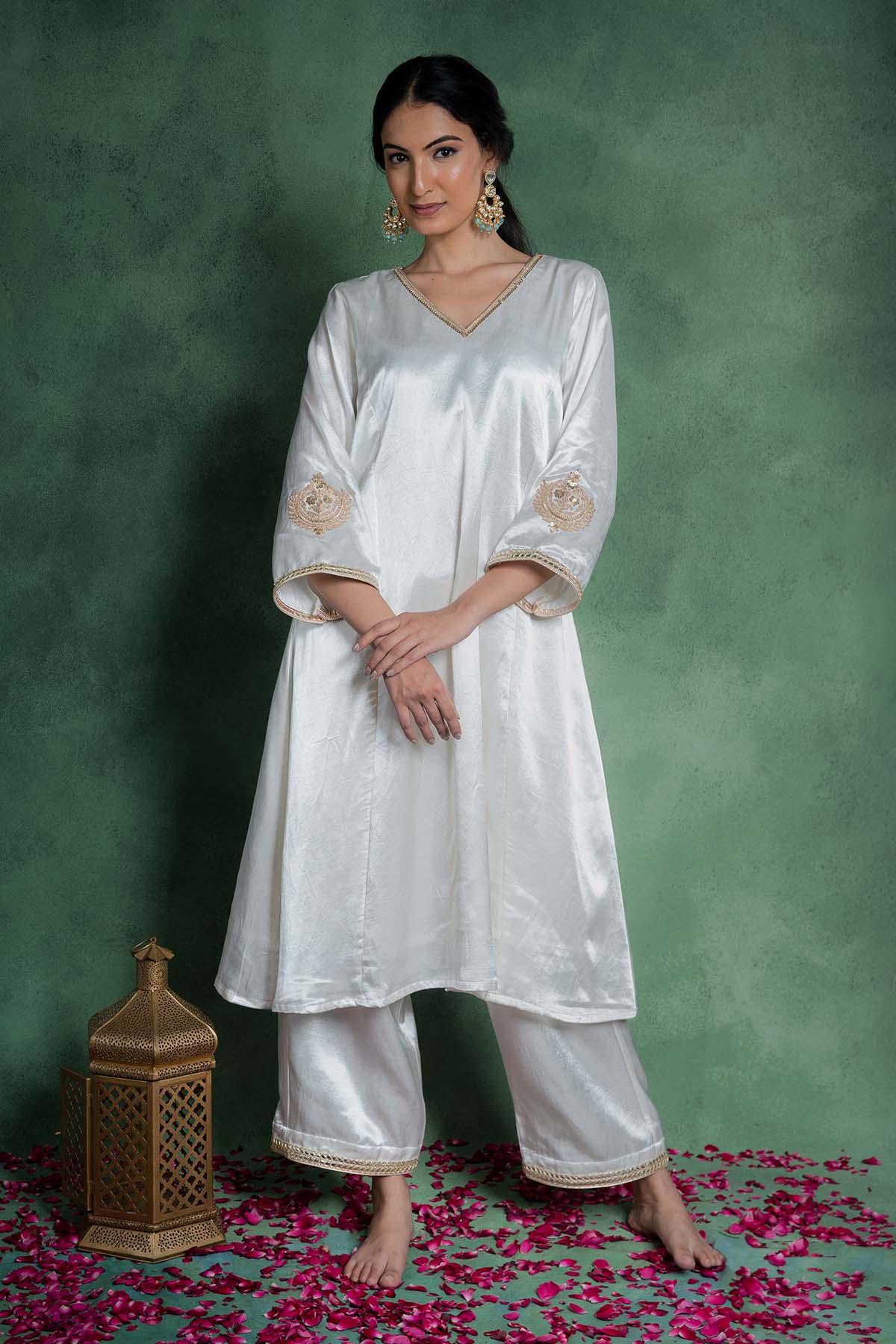 White Lace Embroidered Kurta Set
