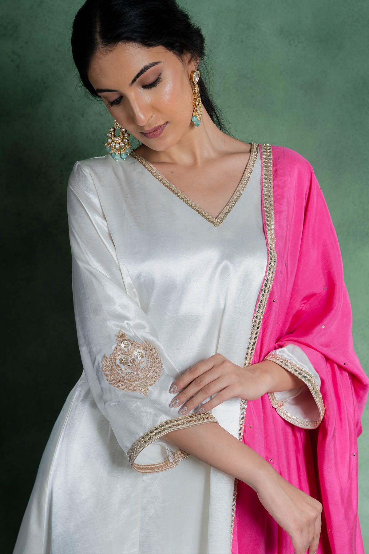 White Lace Embroidered Kurta Set