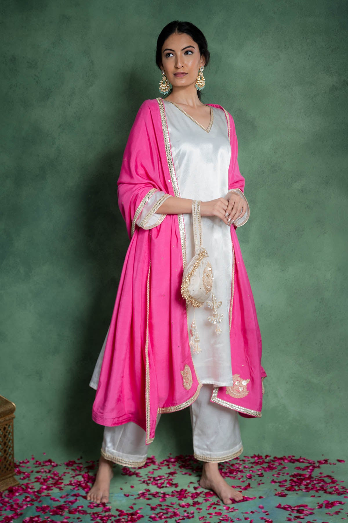 White Lace Embroidered Kurta Set