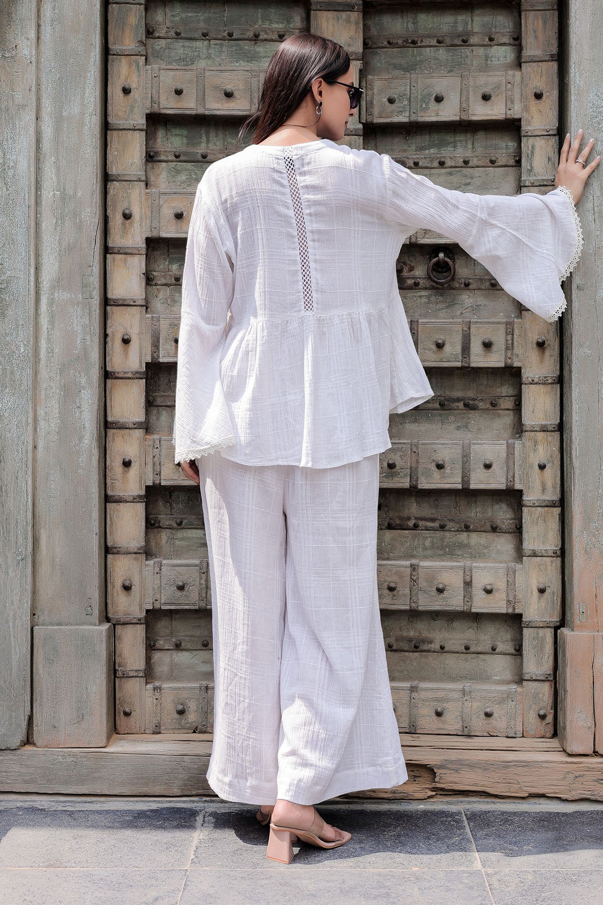 White Lace Full Sleeves Top