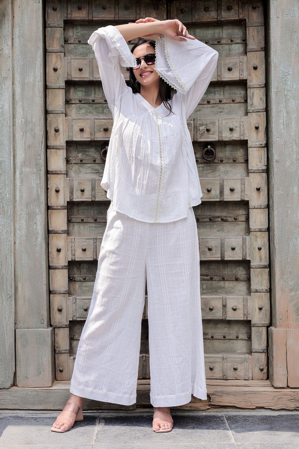 White Lace Full Sleeves Top