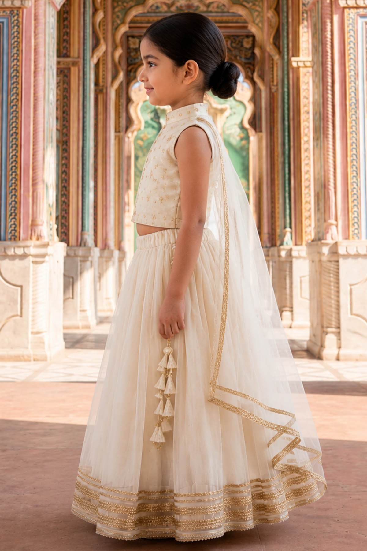 White Lace detailed Lehenga Set