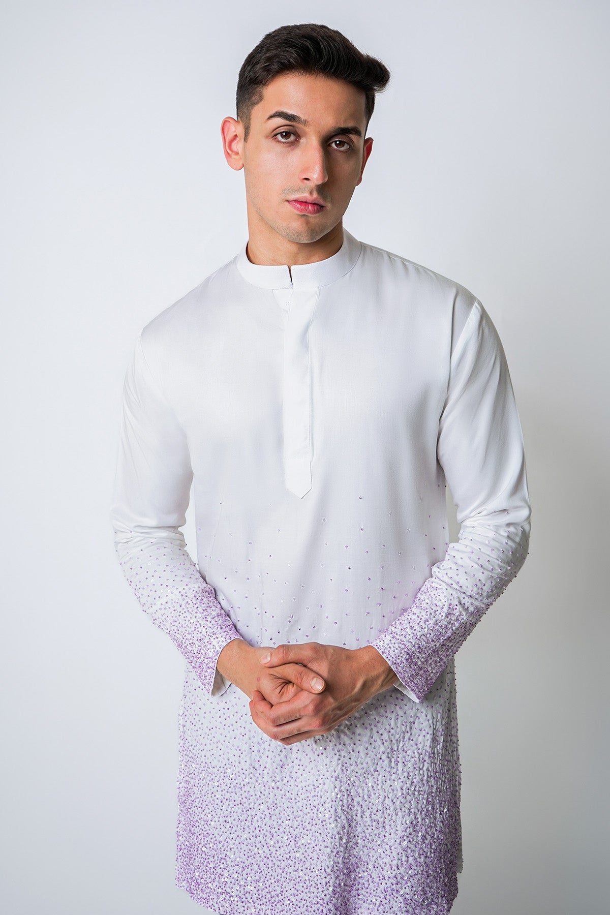 White Lilac Beads Kurta & Pants