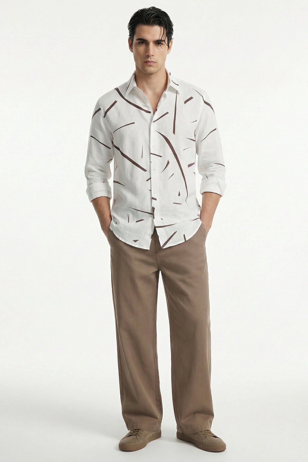 Buy White Linen Blend Toned Shirt for men by Tezhhomayaa online available at scrollnshops