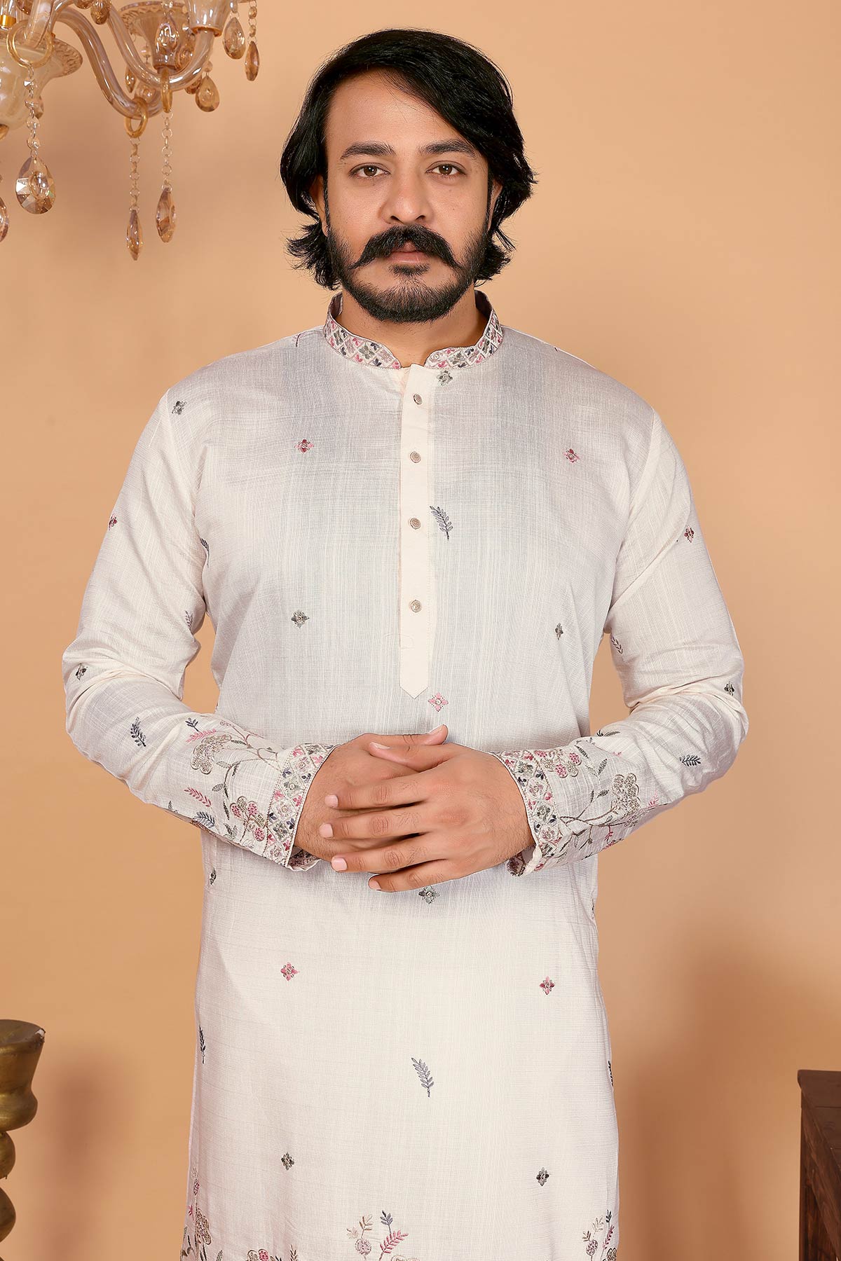 White Linen Cotton Kurta Pants