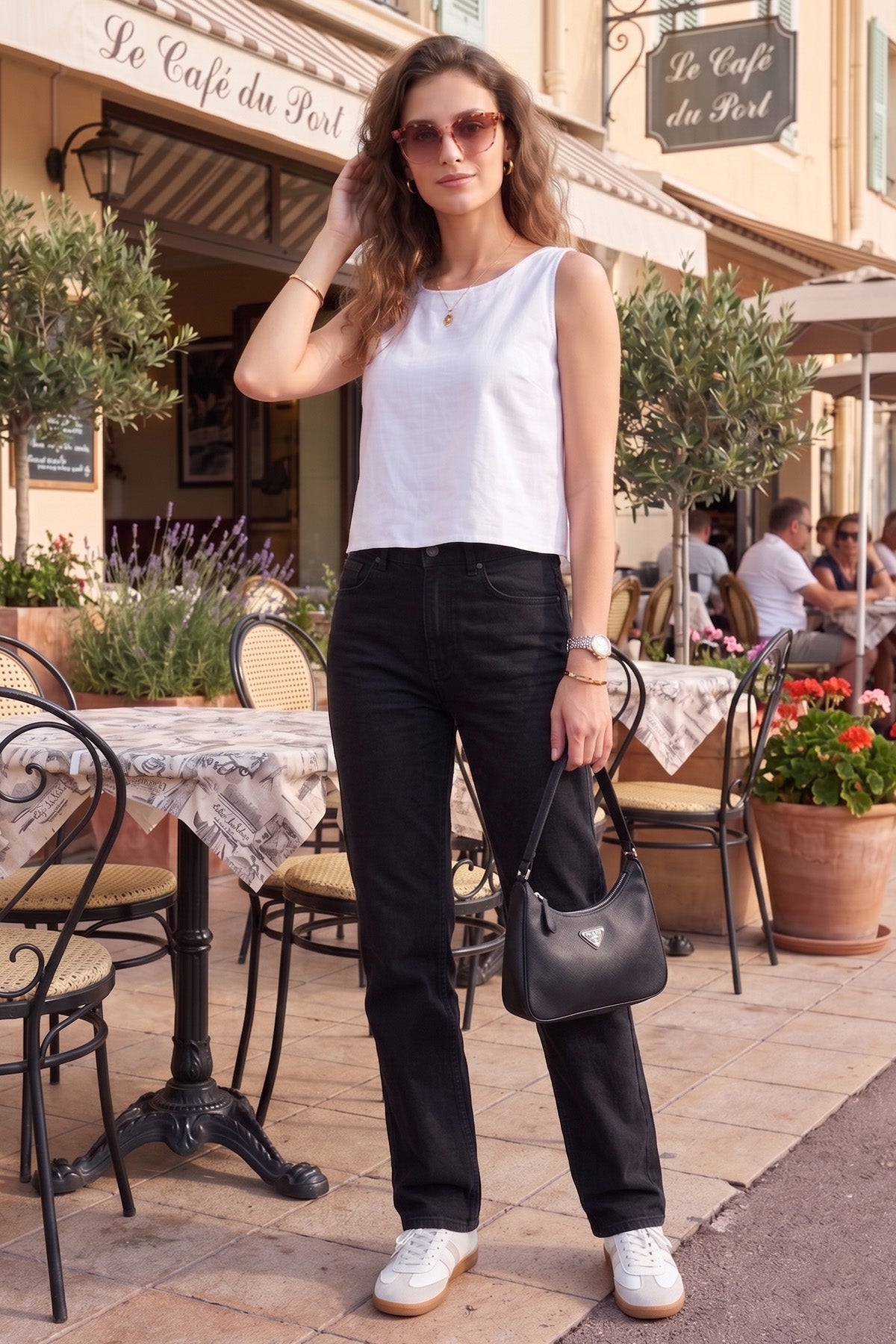 White Linen Sleeveless Crop Top