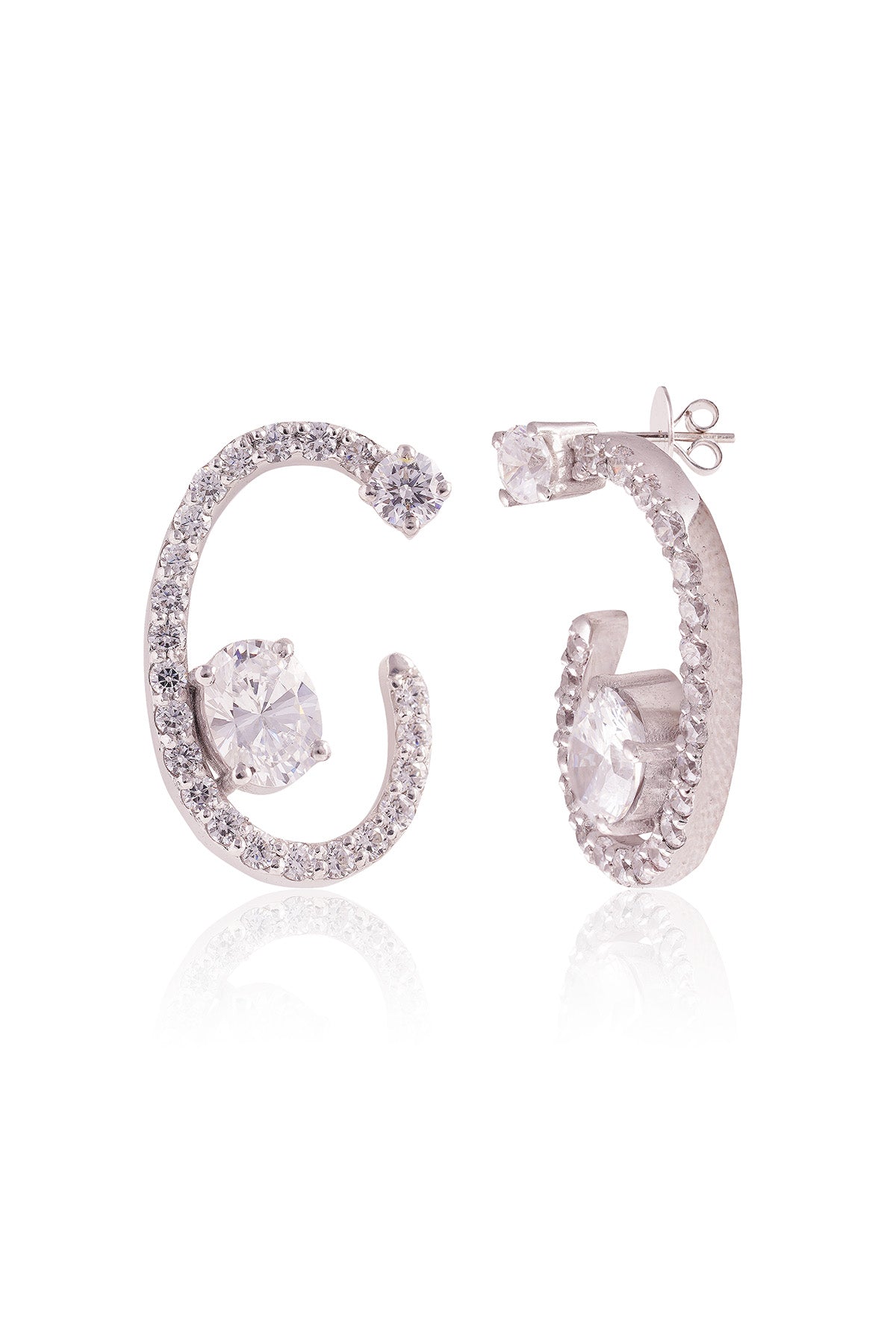 Buy White Luna Arc Stud Earrings by Prata for women online at ScrollnShops