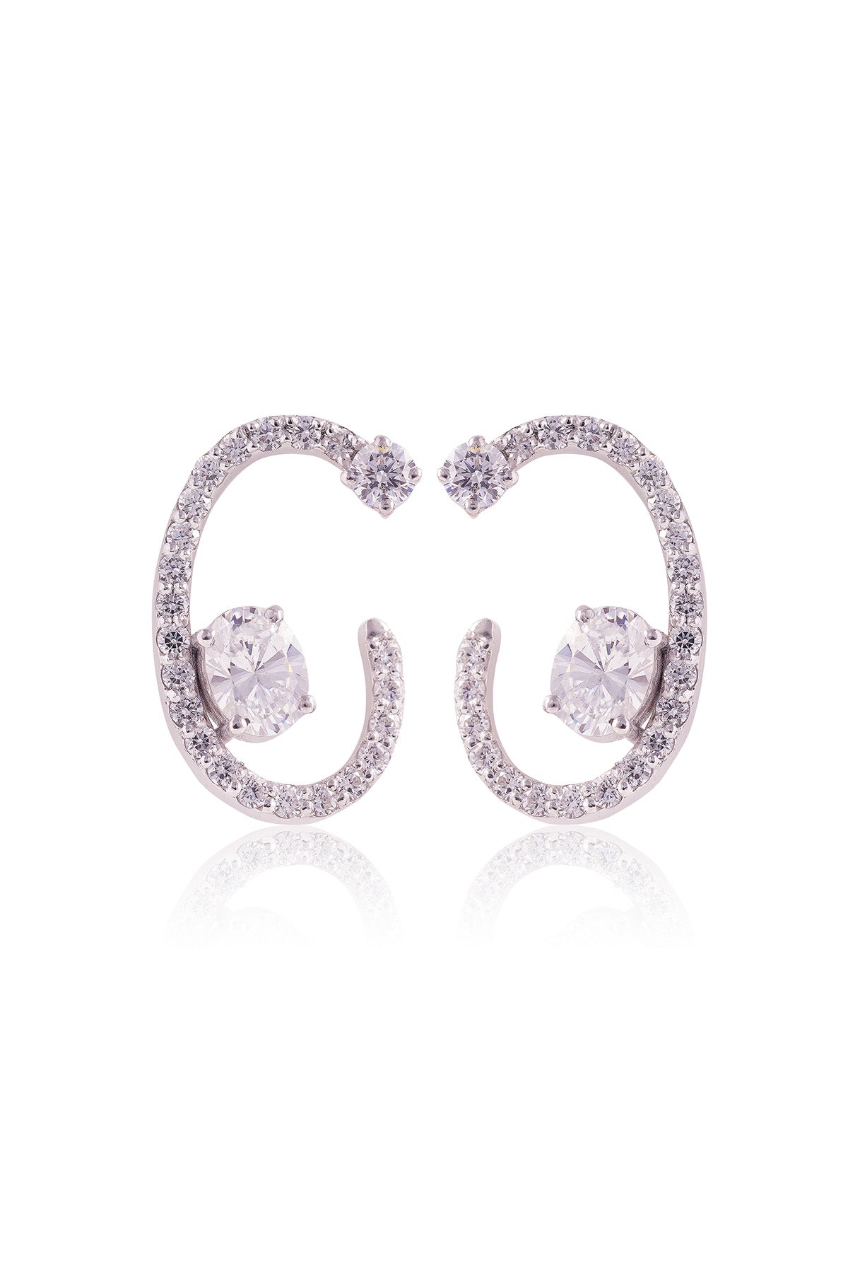 White Luna Arc Stud Earrings