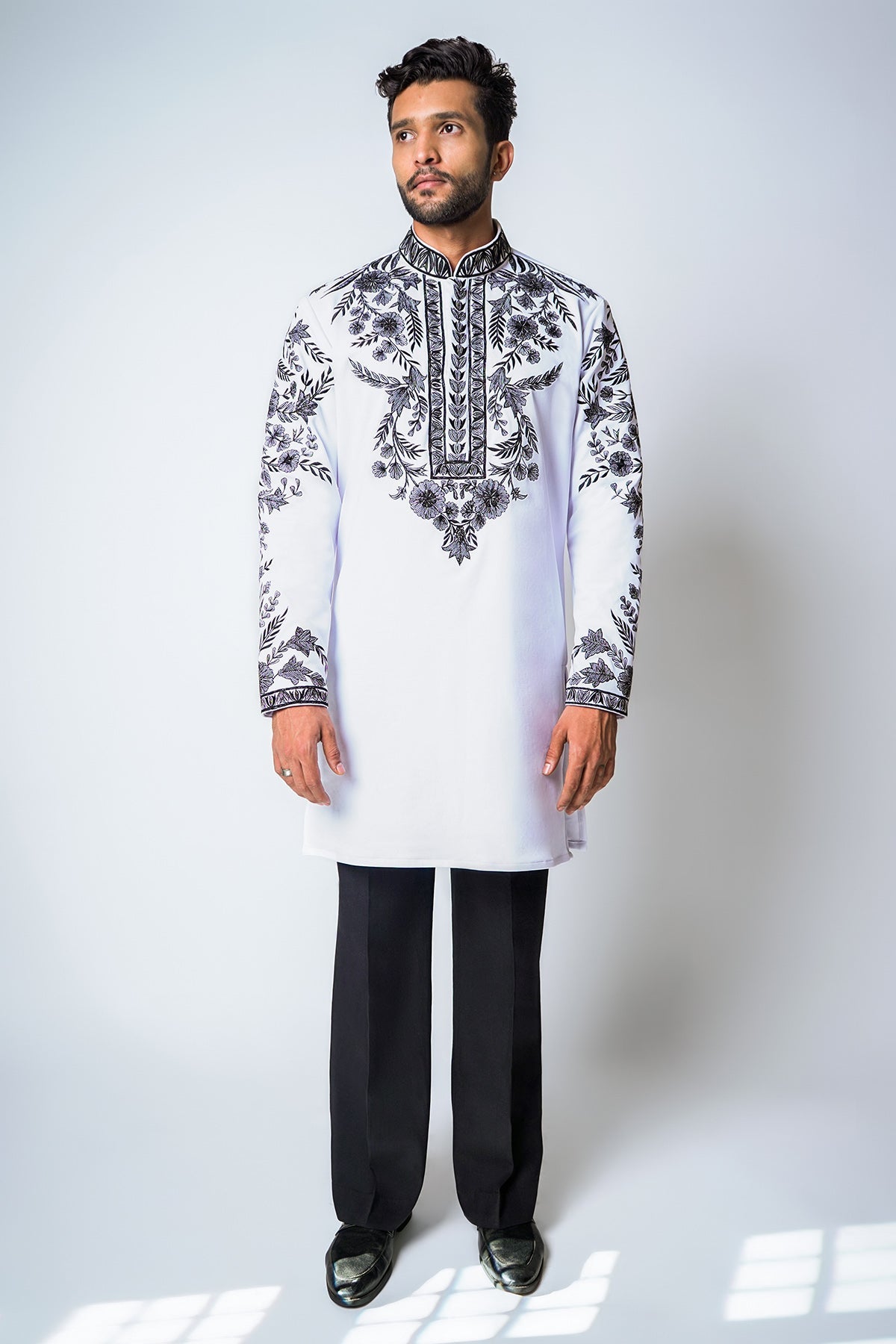 Buy White Lycra Hand Cut Kurta Set for men by House of Sheriff online available at scrollnshops