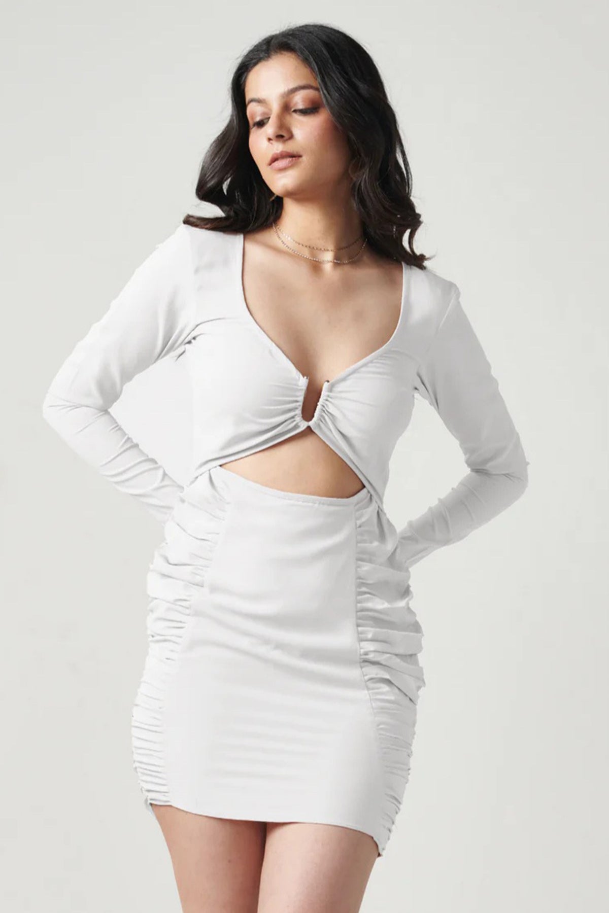 White Lycra Marshmallow Dress