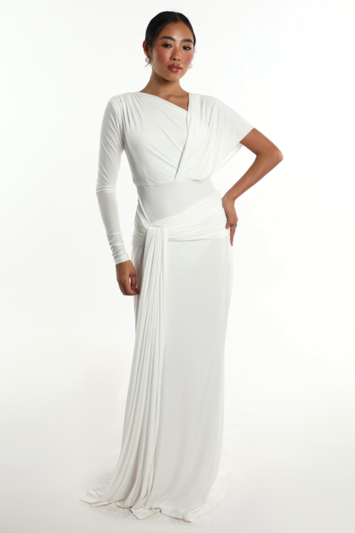 Buy White Lycra Sleek Maxi Dress for women by GKDedit online available at scrollnshops