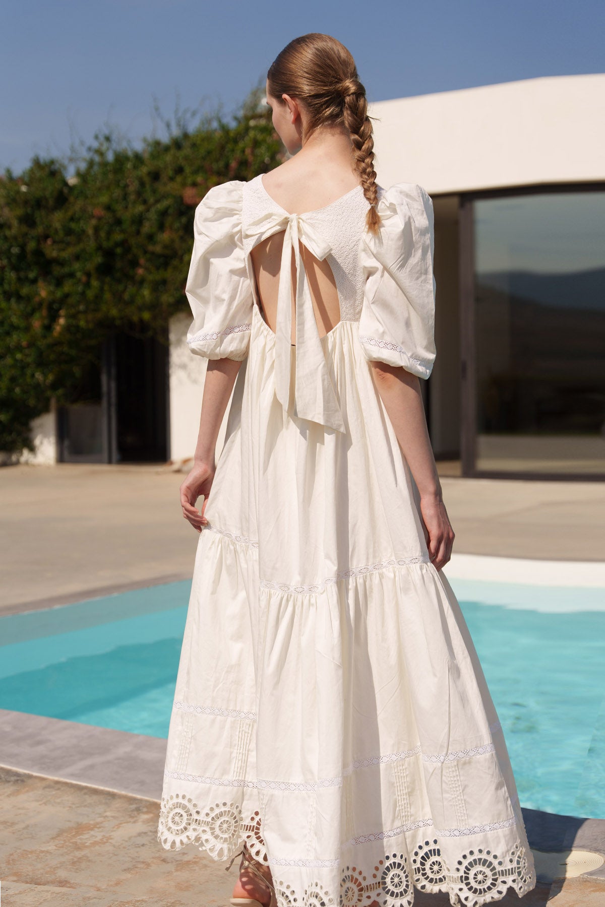 White Mirror Embroidered Dress