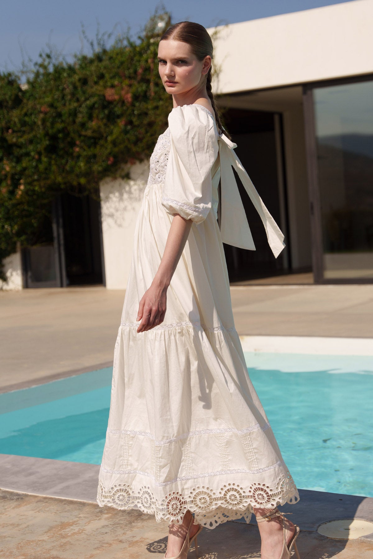 White Mirror Embroidered Dress